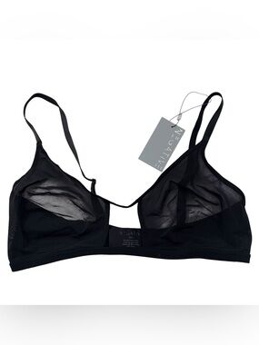 Negative Black Sieve Cutout Micro Mesh Bralette Bra Size 4 Unlined Wireless NWT